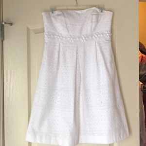 White Lilly Pulitzer strapless eyelet dress